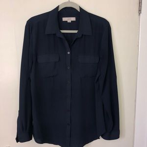 Dusty Blue Ann Taylor LOFT Blouse